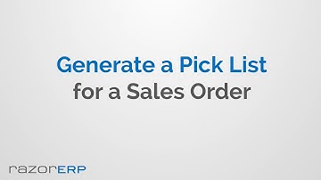 Generate a PickList for a Sales Order