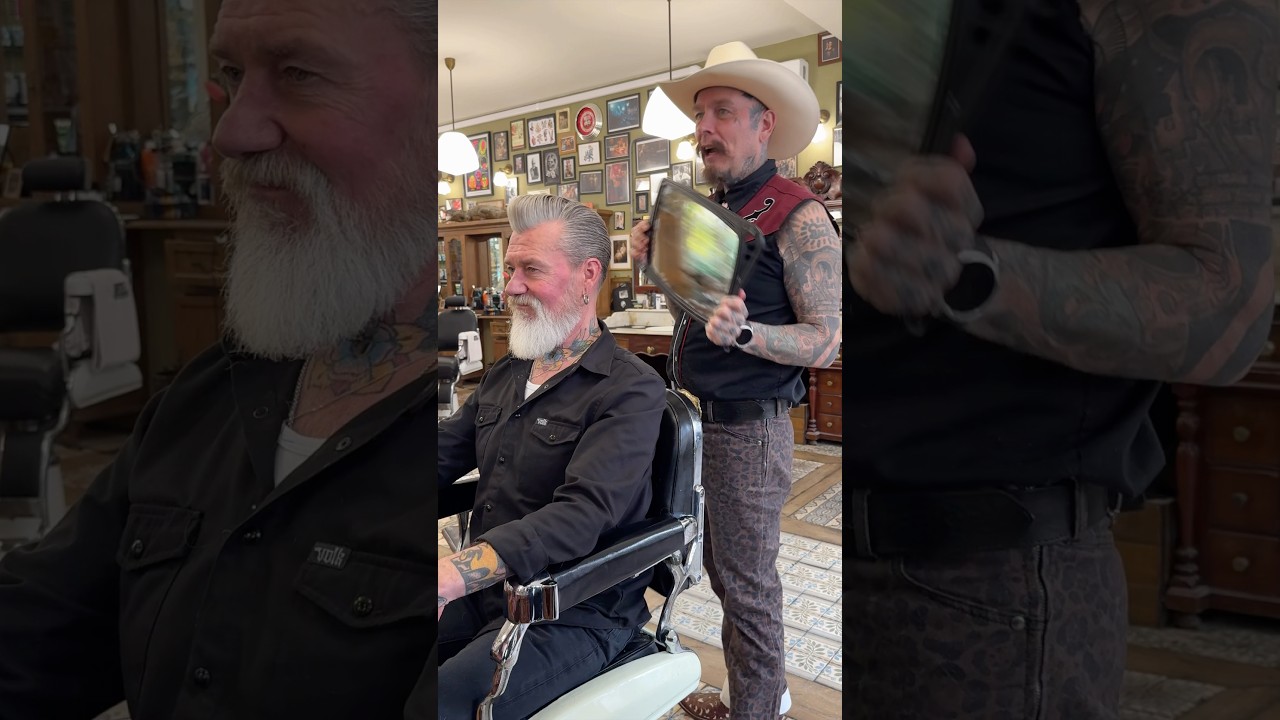 Преображение в стиле &laquo;Серебряная лиса&raquo;: прическа помпадур и уход за бородой в парикмахерской Scho...