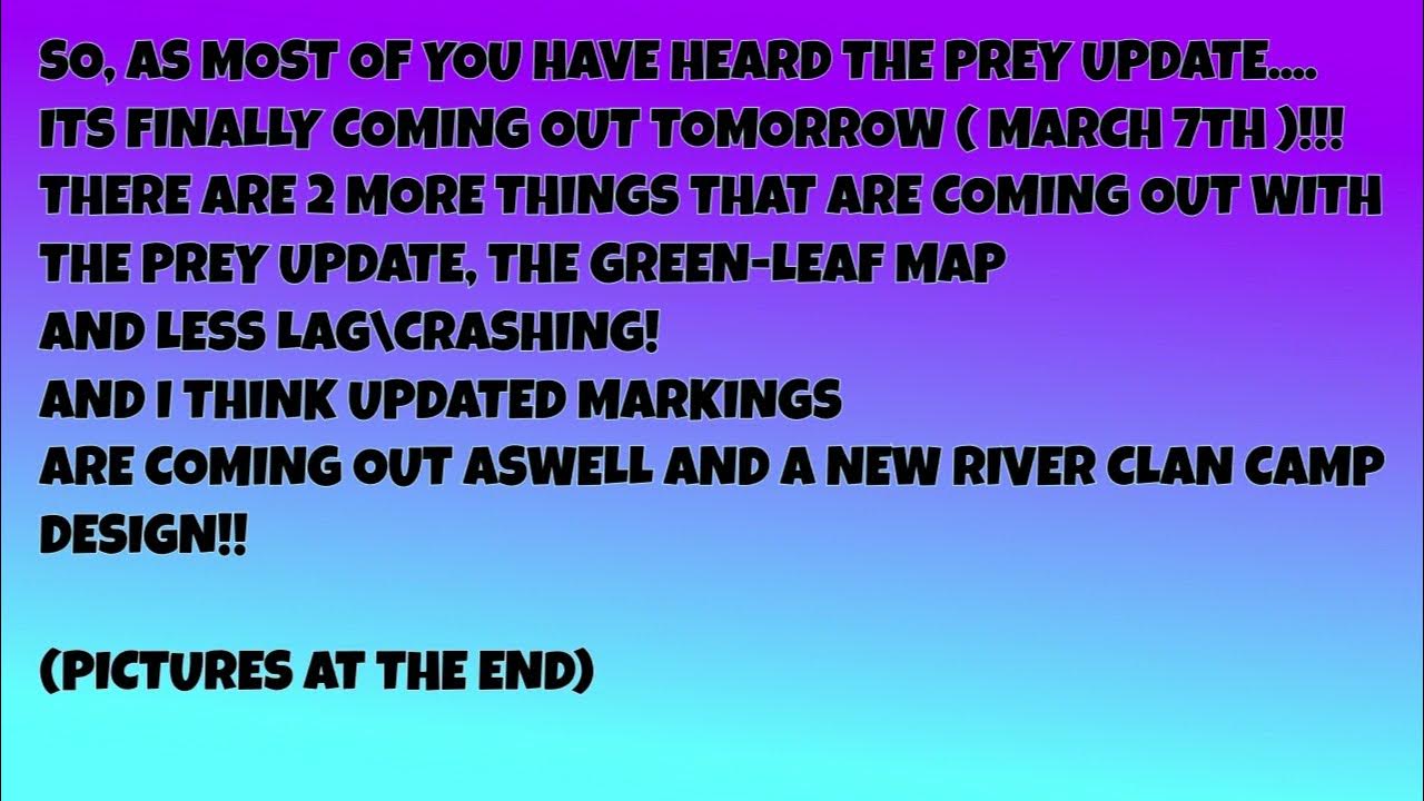 WCUE PREY UPDATE RELEASE DATE IS OUT!! - YouTube