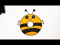 How to Draw a Cute Donut Bee | Drawing coloring book
