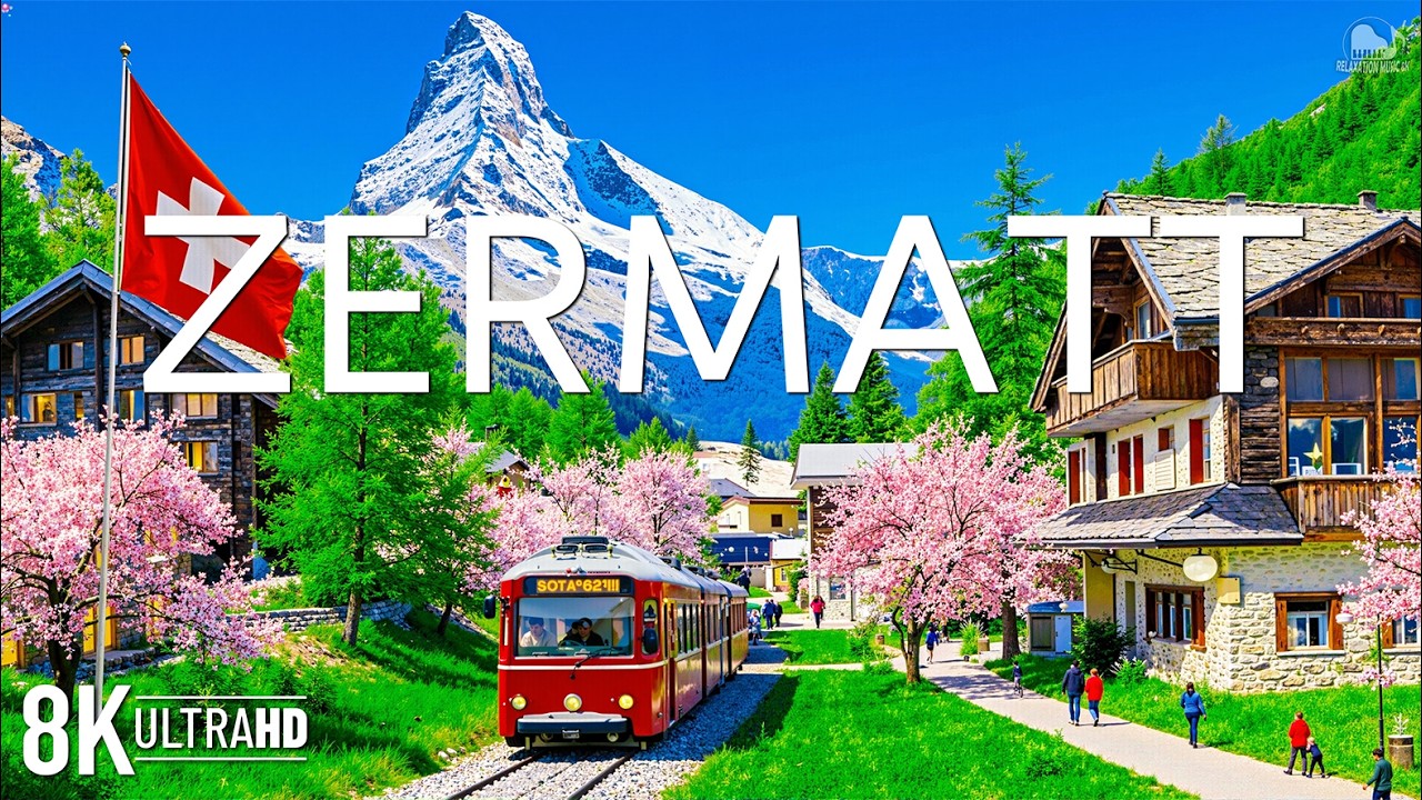 Весенняя Церматт 8K🌿 Цветение Швейцарских Альп, виды на Маттерхорн и альпийское спокойствие