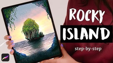 Drawing a Rocky Island Landscape in Procreate