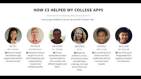 May 13th Student Panel: How CS helped my college applications