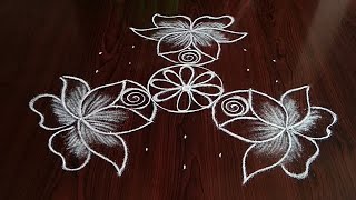 Simple & easy rose flowers rangoli (7×4) Dot's..for beginners