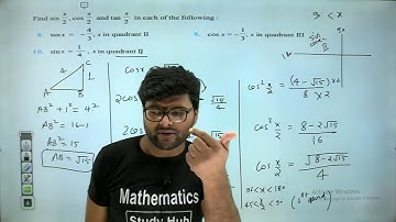 10. Find sinx/2   ,cosx/2   ,  tanx/2  for sinx= 1/4 ,x  in quadrant II