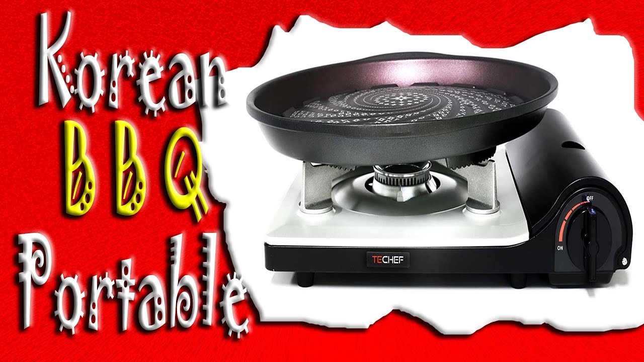 Techef Stovetop Korean BBQ Nonstick Grill Pan with Agni Portable GAS Stove Burner - 2 Piece