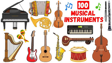 100 Musical Instruments Names and Sounds 🎸🎷🎹 Names of Musical Instruments in English | Learn English