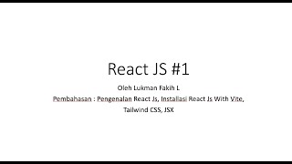 React JS #1 Introdcution & Installation