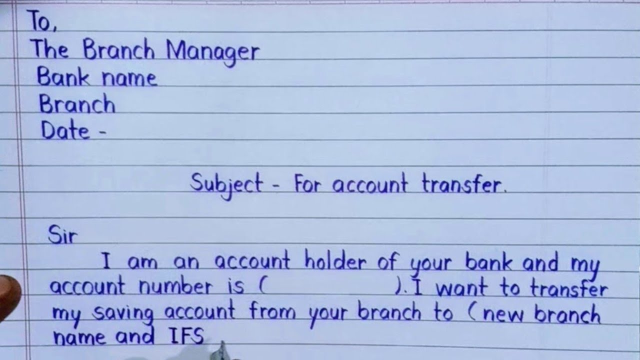 application letter to bank manager for account transfer
