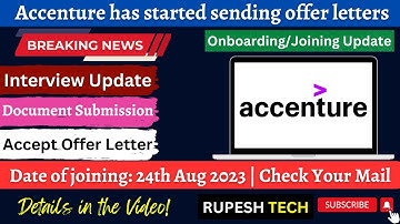 Accenture Joining Update | DOJ: 24th Aug 2023 | Accenture Onboarding | Details in the Video!✔️🔥
