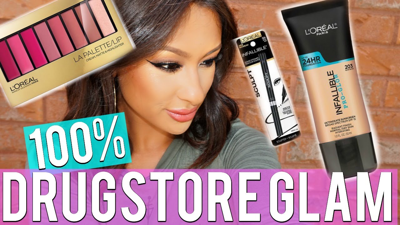 100% DRUGSTORE Brown Smokey Makeup Look- Trying NEW Makeup!