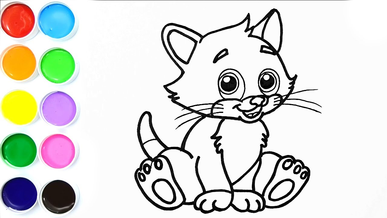 difícil S t Alerta Como Dibujar y Colorear un Lindo Gatito - Dibujos Para Niños - How To Draw  Cat - FunKeep Art. - YouTube