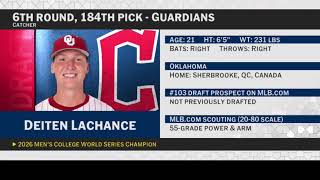 Cleveland Guardians Select Deiten Lachance with No. 184 Pick in 2026 MLB Draft