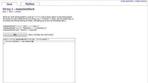 CodingBat makeOutWord Quick & Easy Solution