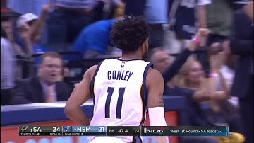 NBA, playoff 2017, Spurs vs. Grizzlies, Round 1, Game 4, Move 14, Mike Conley, 3 pointer