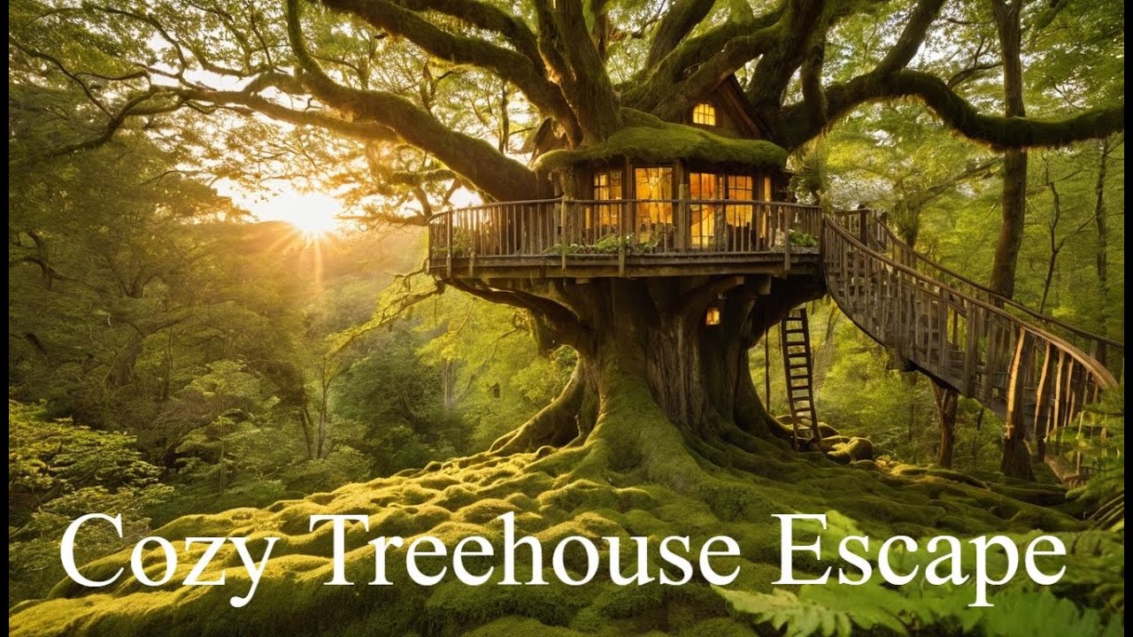 🌿 Magical Treehouse at Sunset | Last Sunrays in a Mystical Forest ...