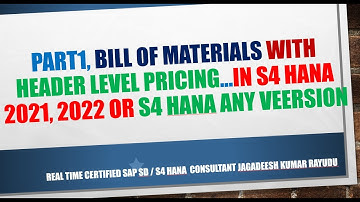 PART1, BILL OF MATERIALS with header level pricing   IN S4 HANA SAP SD 2021, 2022 OR s4 hana ANY...