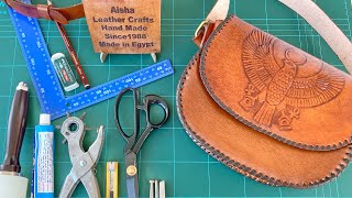 كورس المشغولات الجلدية // عمل شنطة كروس بالكامل خطوة بخطوة Saddle bag