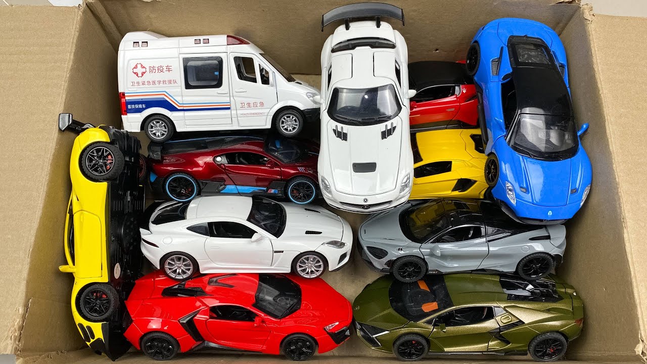 Box Full of Model Cars -Mazda Mx5, Koenigesgg Jesko, Lamborghini Scv12, Byd Yang Wang U8, Toyota Car