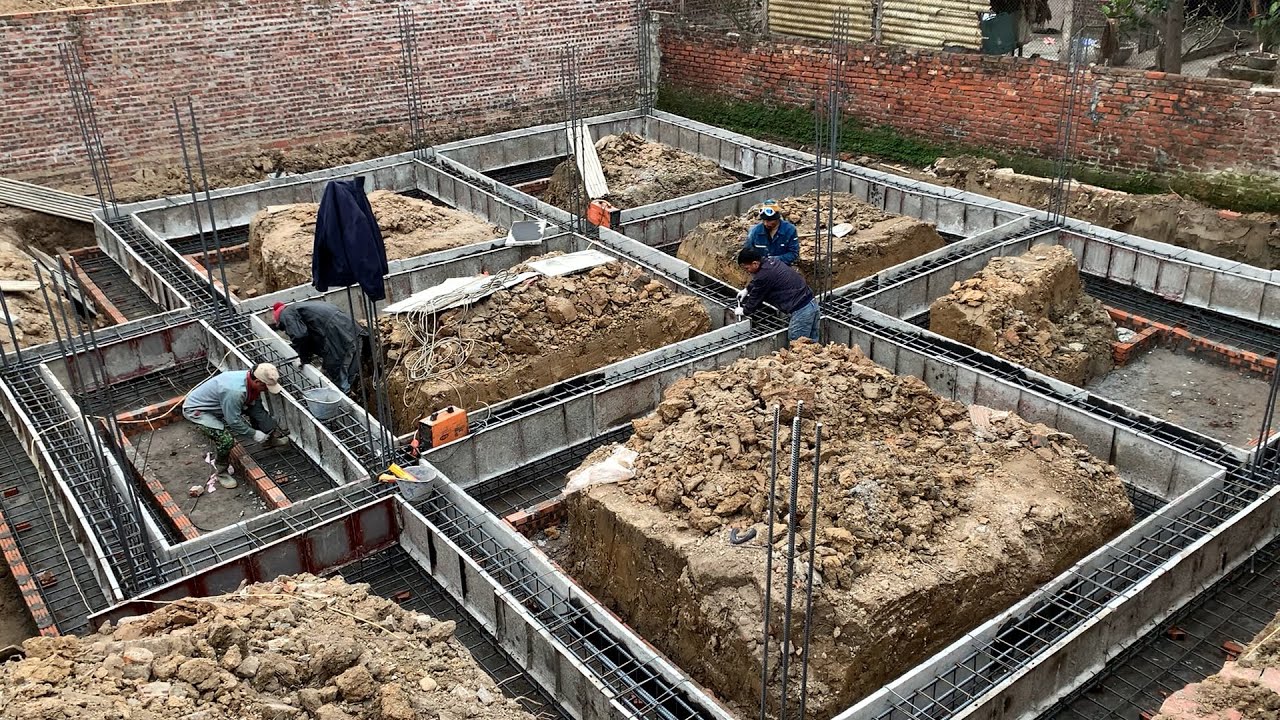 4 Days To Build A Solid Modern House Foundation With Concrete And Steel ...