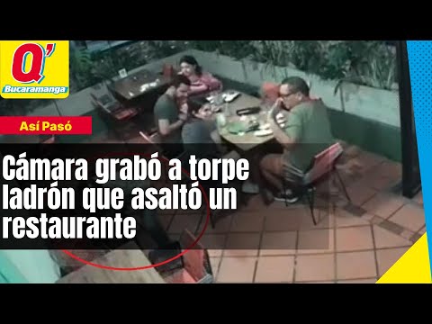 Video: Cámara grabó a torpe ladrón que asaltó un restaurante, en Bucaramanga