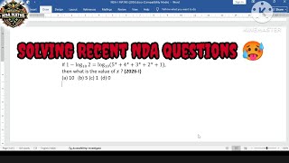 NDA 1 (2026) Log Question Solution 