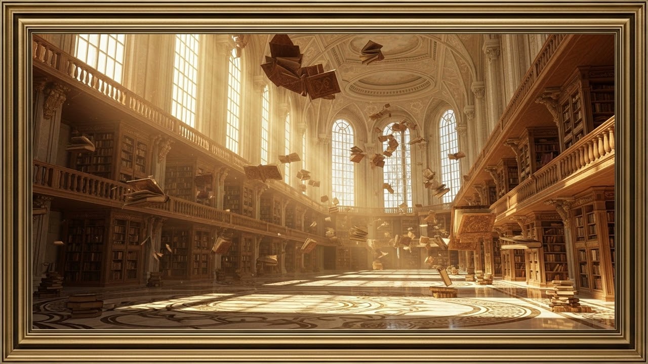 Eternal Library of Light  Fantasy Artwork 4K Wallpaper  Timeless Wisdom and Imagination