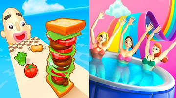 Sandwich Runner VS Hottub Run! - All Levels SpeedRun Gameplay Android iOS Ep1