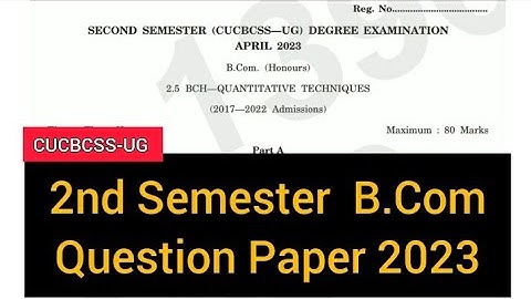 QUANTITATIVE TECHNIQUES           |          2nd Semester  B.Com.  Question Paper  2023 #calicut