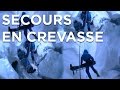 Secours en montagne Crevasse dans la Vallée Blanche Chamonix Mont-Blanc Emmanuel Cauchy PGHM