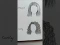 How to draw hair✨(straight & curly) #hair #drawing #girlhair #pencildrawing #shorts