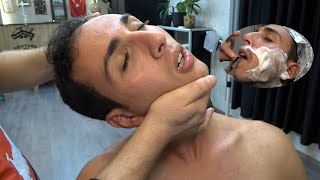 💈ASMR BARBER LOUD CRACKING SLEEP SOUNDS 💈 NOSE WAX 💈 HAIRCUT - RAZOR BEARD SHAVE AND BODY MASSAGE