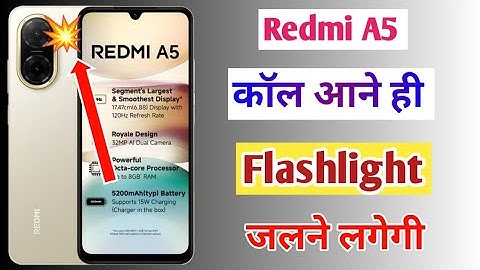Redmi A5 Flashlight Notification On Kaise Kare/How to flash on call in redmi a5