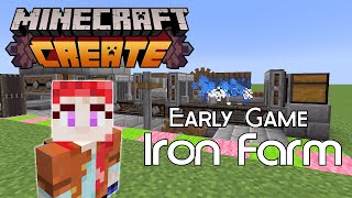 Minecraft Create Tutorial: Easy Cheap Early Game Iron Nugget Farm (and flint I guess)