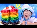 なりきり パンケーキ屋さん!レインボー パンケーキを作ってみたよ!DIY クッキング RAINBOW PANCAKES! MayuChannel