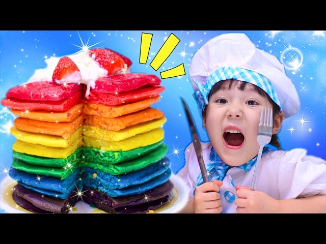 なりきり パンケーキ屋さん！レインボー パンケーキを作ってみたよ