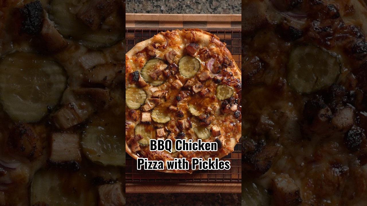 BBQ Chicken Pizza with Pickles #bbqchickenpizza #pizza #pickles