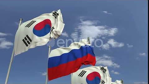 Many Flags of South Korea and Russia | Motion Graphics - Envato elements