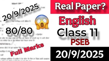 20 September English Class 11 Solved Real Paper Term-1 Watch Now! #pseb #class11 #realpaper