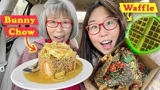 TRYING BUNNY CHOW, Spicy Chicken Wings, Pandan Waffles & More! SEATTLE FOOD ADVENTURE