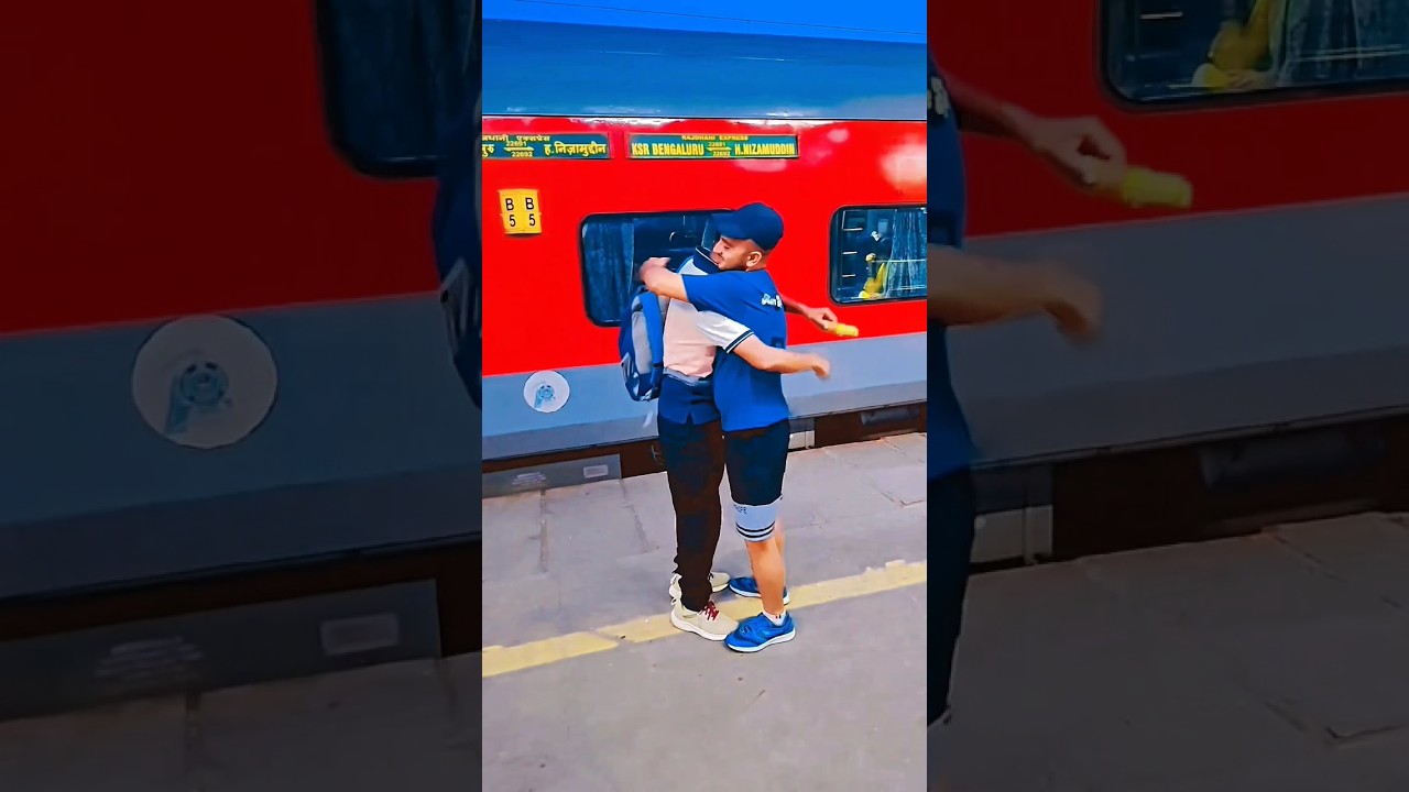 hugging brother rly. stn.