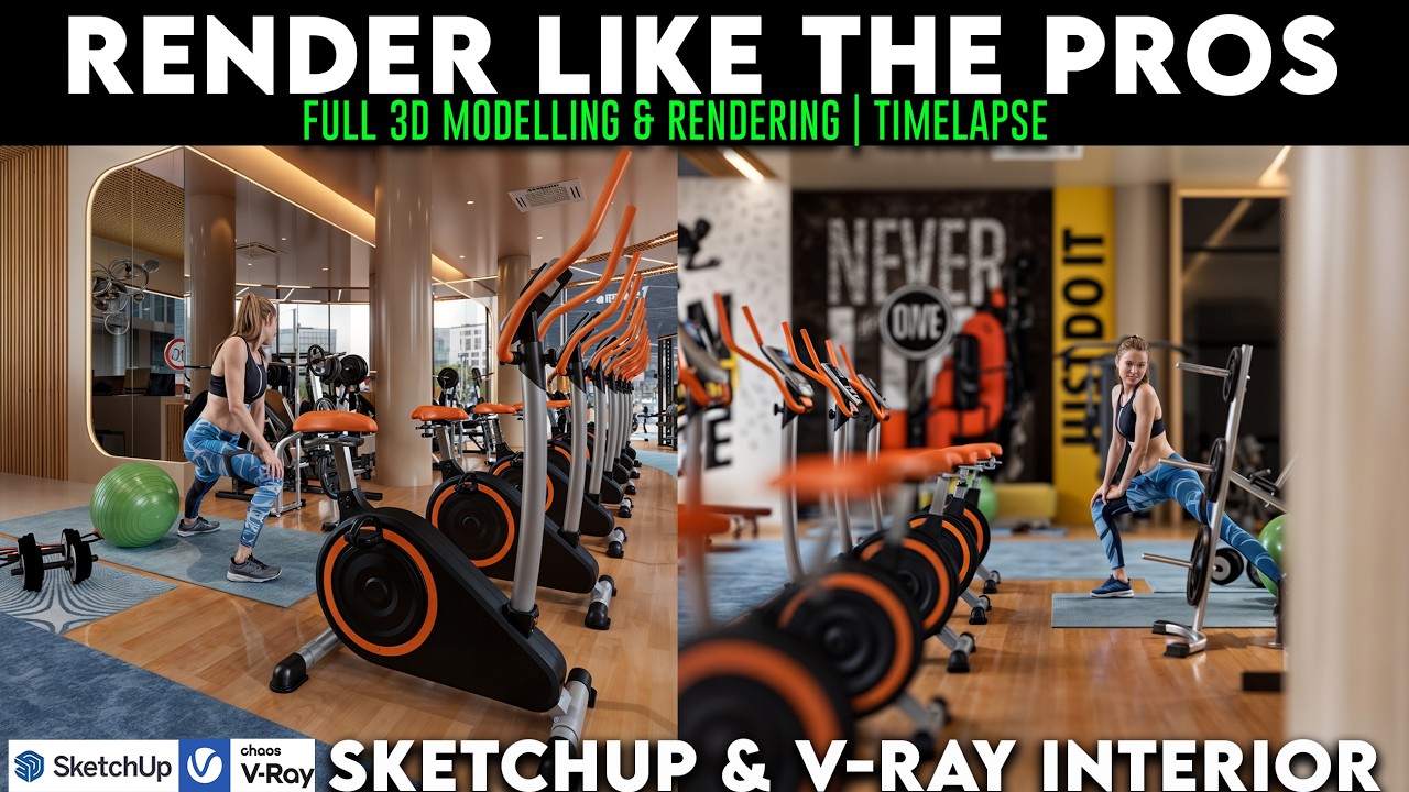 Modern Gym Interior MODELING, TEXTURE, RENDERING | SketchUp & V-Ray ...