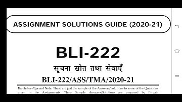 BLI 222 Ignou Solved Assignment