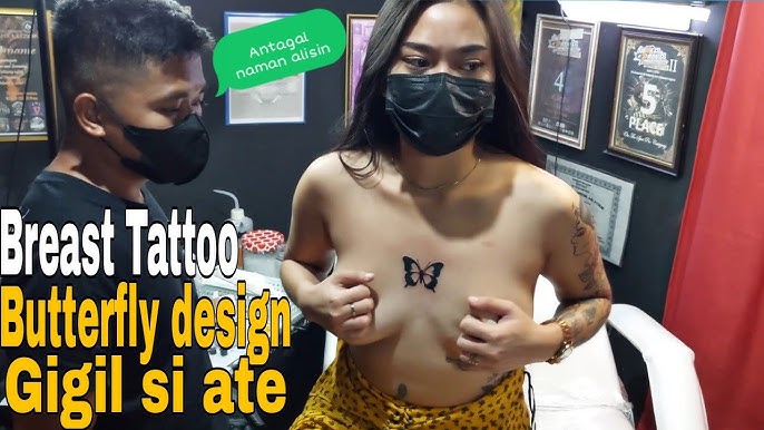 Breast Boobs Tattoo Ni Suka Girl (Butterfly Design) - gigil si ate sa  karayom grabe umungol 