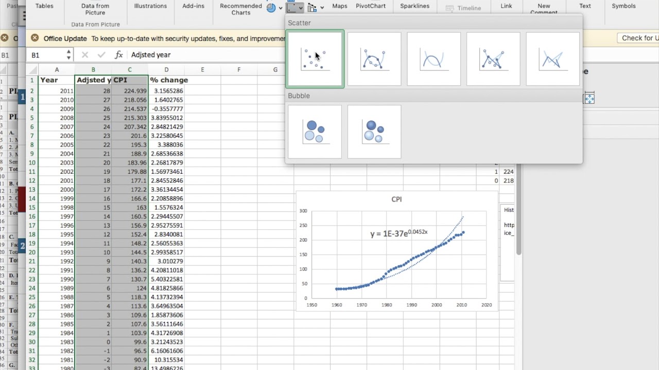 Using Excel to find best-fit curves