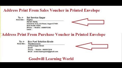 Address Print in Printed Envelope from Sales and Purchase Voucher - Tally Add on Download
