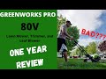 Greenworks Pro 80V Mower, Trimmer, and Leaf Blower - One Year Review!!