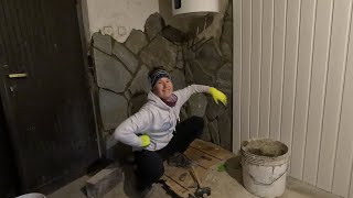 Lining STONES in Basement and Making New BENCH