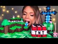 ASMR MINECRAFT CAKE, EDIBLE SWORD, CREEPER FACE, TNT CAKE, EDIBLE STEVE, FOOD ART MUKBANG 먹방