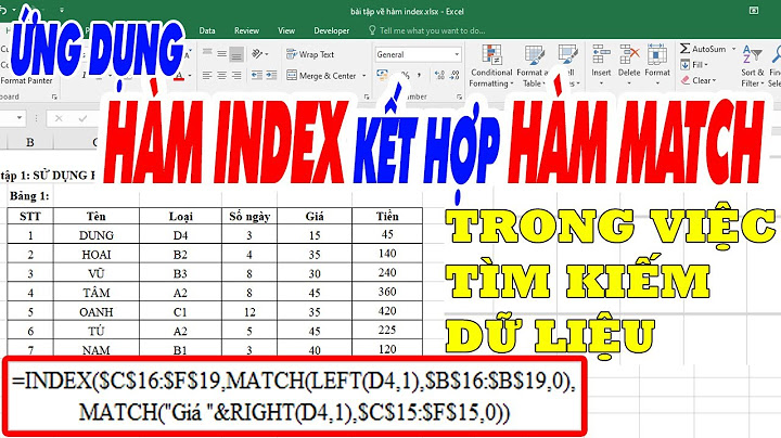 Hàm index so sánh tên giống nhau trong excel năm 2024